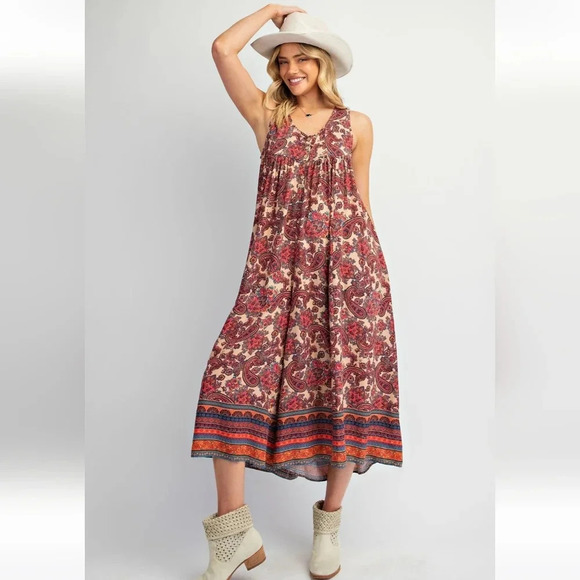 Easel Boho Print Jumpsuit Romper New - Picture 5 of 5